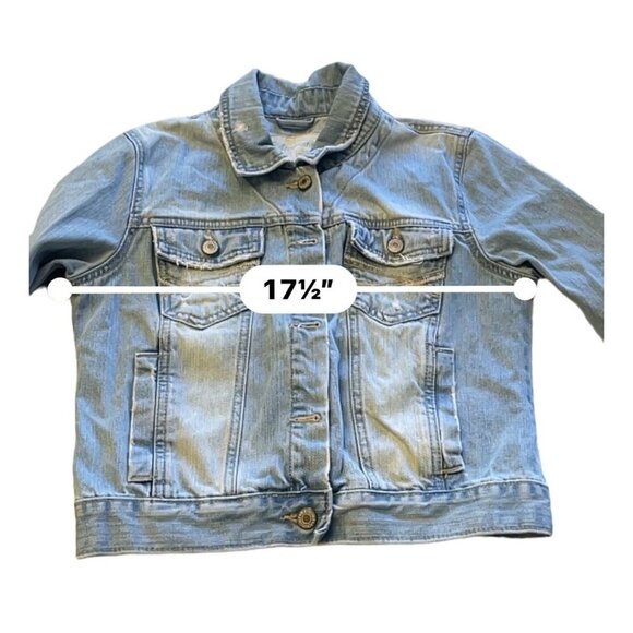 Aeropostale Y2K denim jean jacket Medium light wash distressed Cotton - Picture 11 of 12